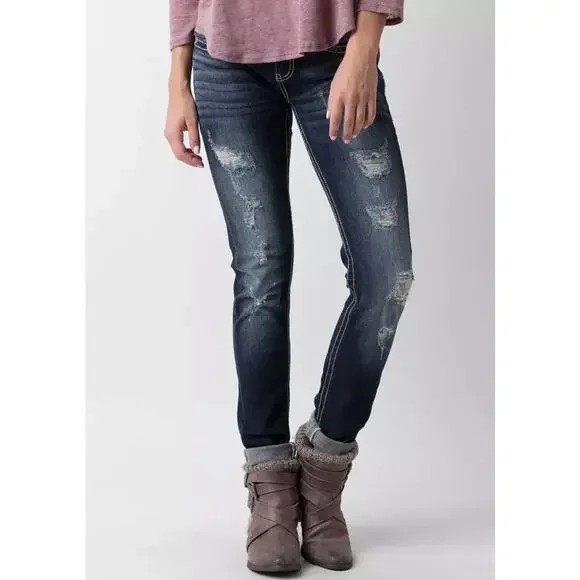 Buckle BKE Sabrina Distressed Stretch Medium Wash Jeans Size 28R   Style# ABK253 - Picture 15 of 15